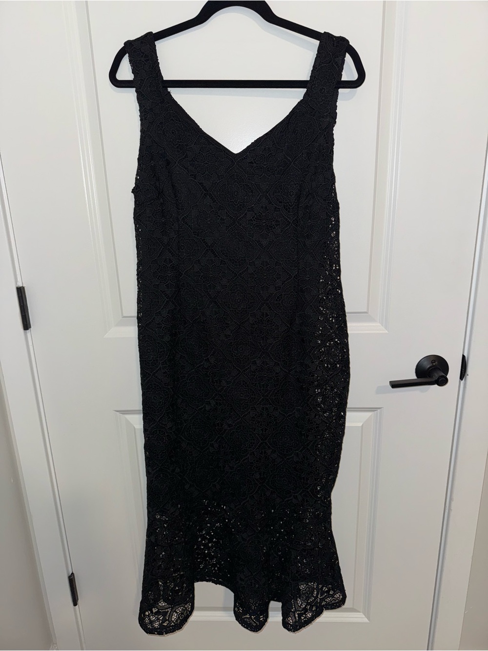 Thalia Sodi Black Lace Midi Dress with Flounce Hem